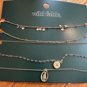 Wild Fable layered gold necklace set spiritual Virgin Mary catholic religion